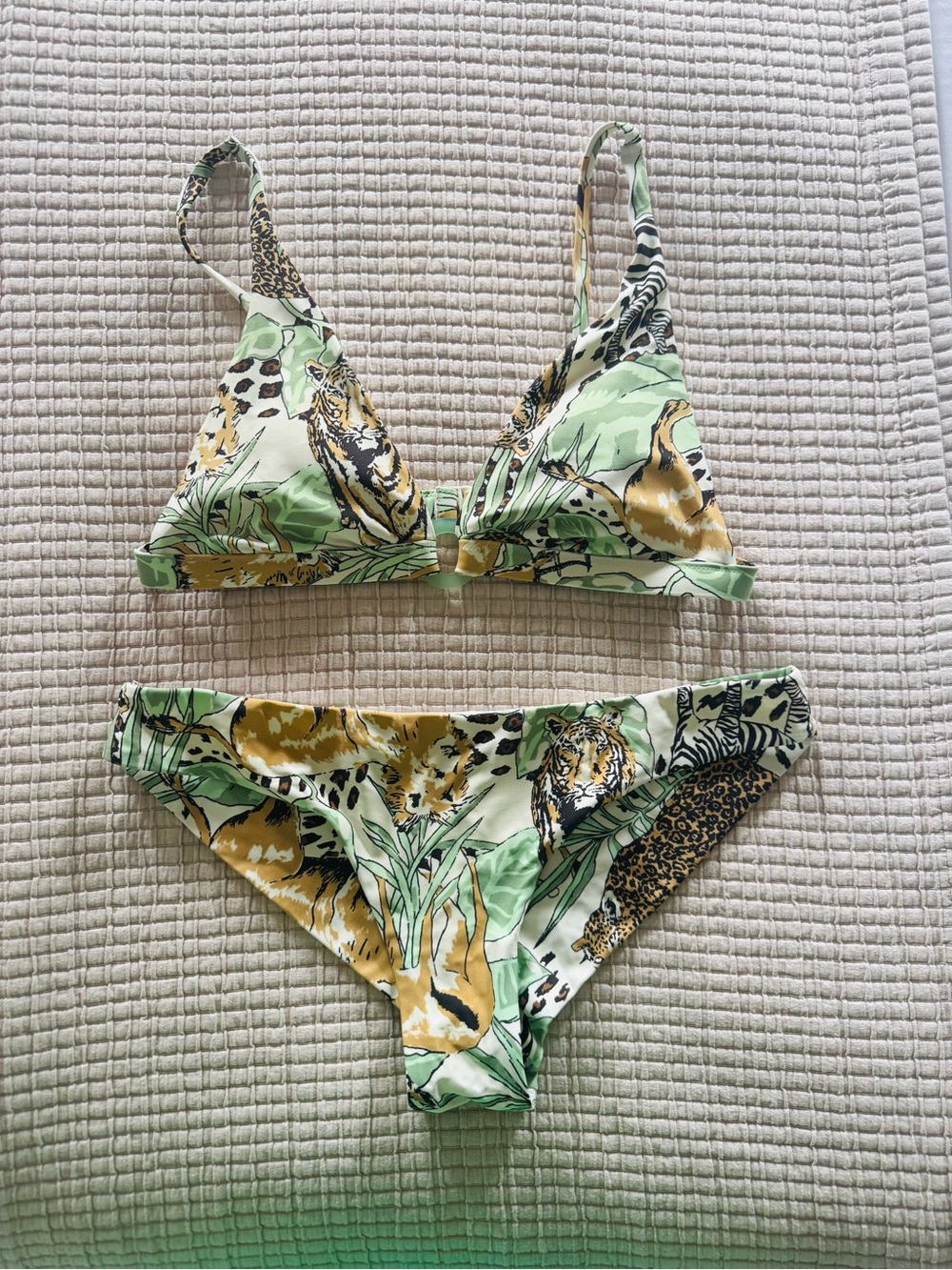 Aerie Animal Print Bikini Set - Green/White/Leopard (Small) - Picture 4 of 8